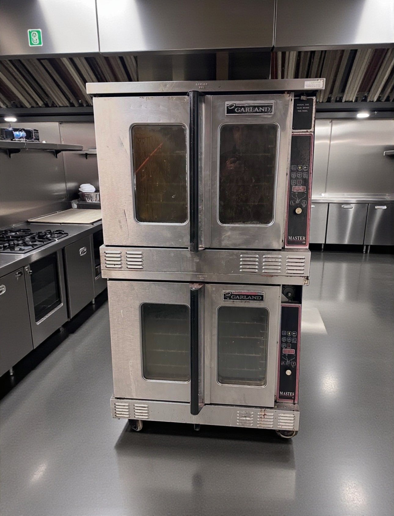 Excellent Condition – Quantity 2 Garland Master 450 Gas Convection Ovens – Full-Size Commercial Single Deck Ovens – Stainless Steel – 120V / Gas – Fully Tested & Operational!