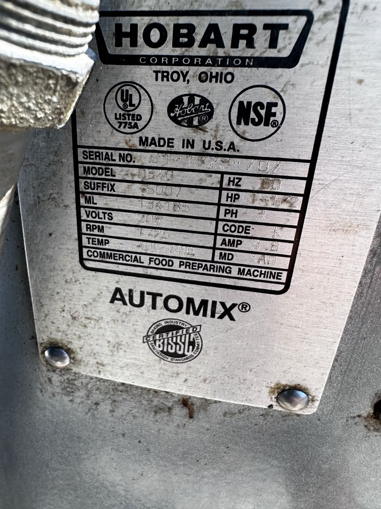 Superb Condition – Hobart D340 Automix – 40 Qt Commercial Planetary Mixer – Stainless Steel Bowl & Heavy-Duty Hook Included – 1.5 HP – 208V – 3 Phase – UL / NSF Listed – Fully Tested & Operational!