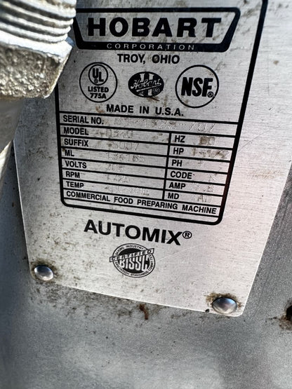 Superb Condition – Hobart D340 Automix – 40 Qt Commercial Planetary Mixer – Stainless Steel Bowl & Heavy-Duty Hook Included – 1.5 HP – 208V – 3 Phase – UL / NSF Listed – Fully Tested & Operational!