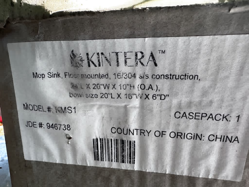 Brand New Condition – Kintera KMS1 – Stainless Steel Floor-Mounted Mop Sink – 20" x 16" x 6" Bowl – 16 Gauge 304 Stainless Steel – NSF Certified – Ready for Immediate Use!