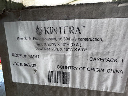 Brand New Condition – Kintera KMS1 – Stainless Steel Floor-Mounted Mop Sink – 20" x 16" x 6" Bowl – 16 Gauge 304 Stainless Steel – NSF Certified – Ready for Immediate Use!