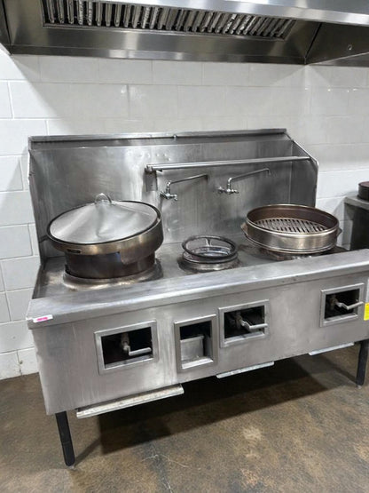 Premium Condition – China Pacific Commercial Gas Wok Range – 3-Ring Burners – NSF Certified – Fully Tested & Operational!