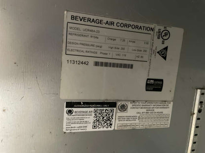 Immaculate Condition – Beverage-Air UCR48A-23 Commercial Undercounter Refrigerator – 115V / Single Phase – Fully Tested & Working!