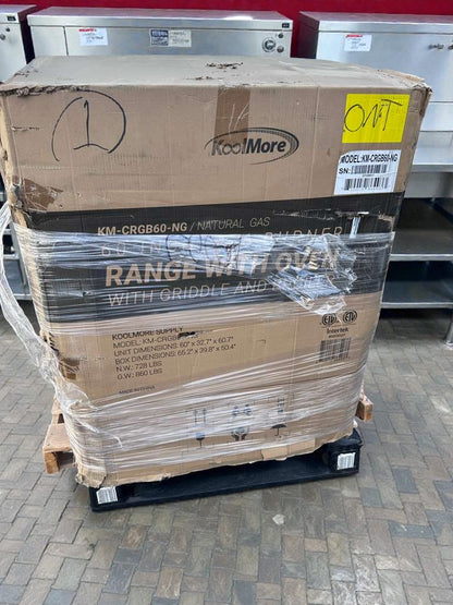 Brand New Condition – KoolMore 60" Commercial Gas Range with Oven, Griddle & Broiler (Scratch & Dent)