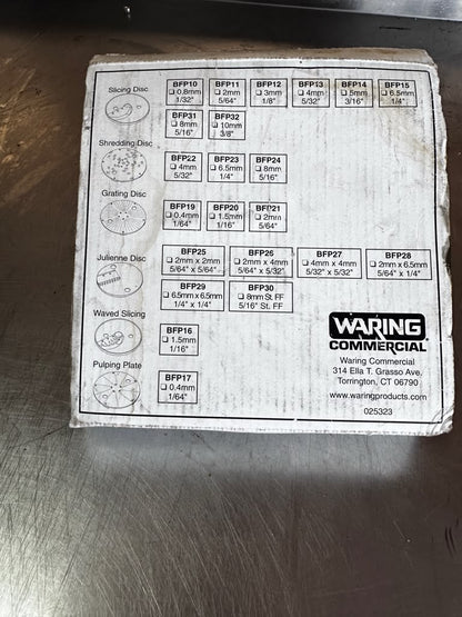 Pristine Condition – Waring BFP13 5/32” Slicing Plate Complete /F – 4mm Commercial Food Processor Disc – New – Ready for Use!