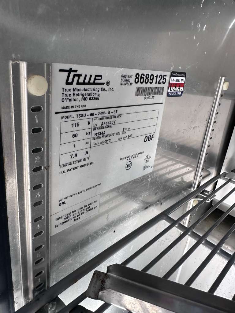 Elite Condition – True TSSU-60-24M-B-ST-HC Mega Top Refrigerated Sandwich Prep Table – 60” – 2 Door – Stainless Steel – Fully Tested & Operational!