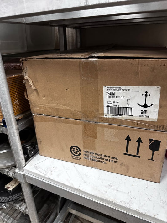 Pristine Condition – Anchor Hocking 2942M Excellency 12 oz Glass Pilsner / Beer Glasses – Quantity 2 Cases – 72 Total – Brand New!