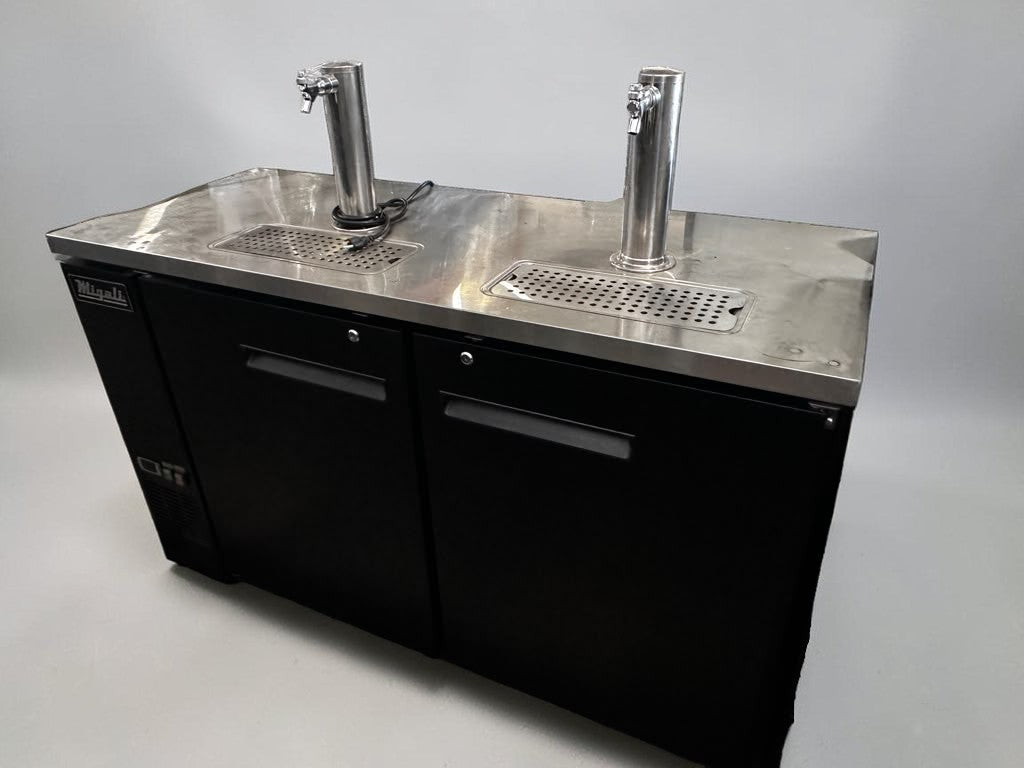 High-Grade Condition – Migali C-DD60-2-HC – 60.8" Two-Door Direct Draw Beer Dispenser – Two Single-Tap Towers – 15.8 Cu. Ft. – 115V – Fully Tested & Operational!
