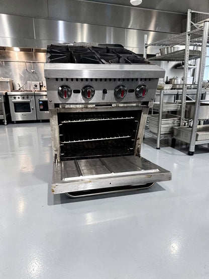 Dependable Condition – Kintera KR4 – 24" Commercial Natural Gas Range – Four 30,000 BTU Open Burners – Standard Oven – 150,000 Total BTU – Fully Tested & Operational!