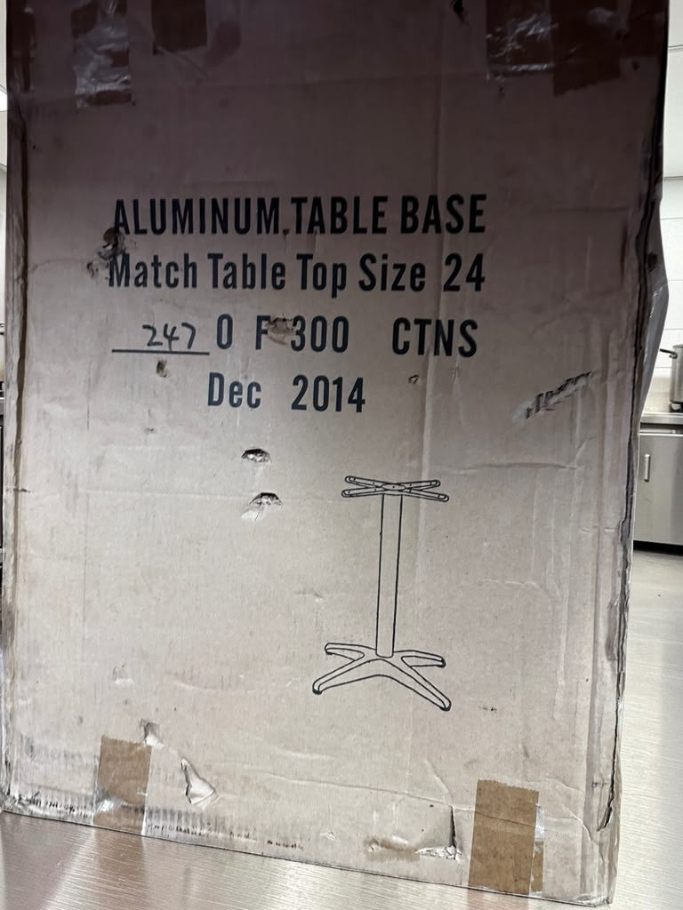 Brand New Condition – Aluminum Restaurant Table Base – Fits 24" Table Top – Commercial Pedestal Dining Table Base – New in Box!