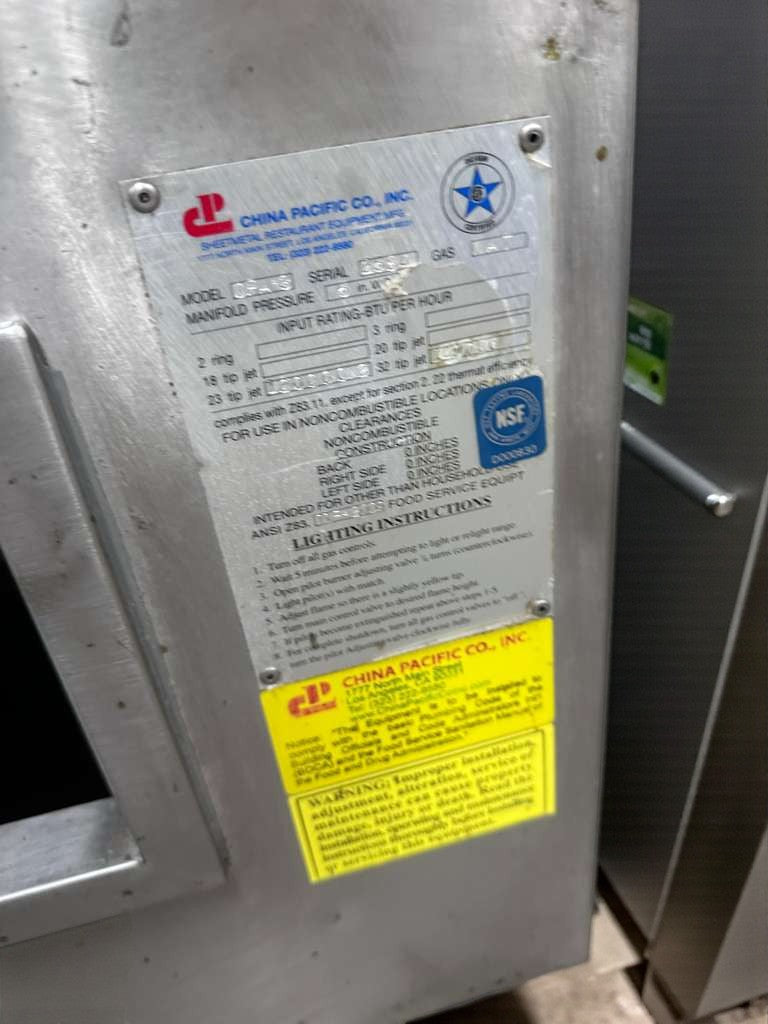 Premium Condition – China Pacific Commercial Gas Wok Range – 3-Ring Burners – NSF Certified – Fully Tested & Operational!