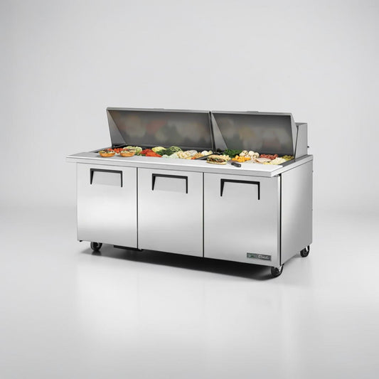 Elite Condition – True TSSU-72-30M-B-ST-HC 72” Mega Top Sandwich / Salad Prep Table – Refrigerated Base – 115V – Fully Tested & Operational!