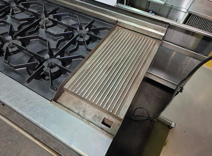 Outstanding Condition - Montague Grizzly 60" - Commercial Gas Range - 8 Open Burners + Raised Griddle - Double Convection Ovens - Fully Tested & Operational!