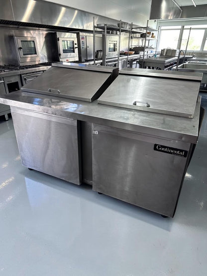 Superior Condition – Continental Refrigerator DL60-24M – 60″ Two-Door Mighty Top Refrigerated Sandwich Prep Table – 17 Cu. Ft. – Fully Tested & Operational!