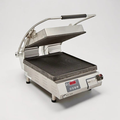 Outstanding Condition – Star PGT14IE Commercial Panini Press – Single Grill w/ Cast Iron Grooved Plates – 240V – Heavy-Duty Sandwich Press – Fully Tested & Operational!