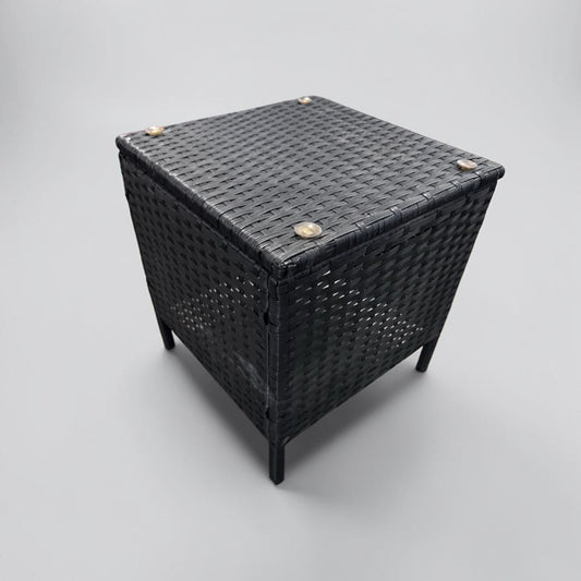 Remarkable Condition – Unbranded 18-Inch Black Woven Wicker Cube Side Table – Square Patio Accent Table – Fully Inspected & Ready for Use!