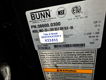 First-Class Condition – Bunn iMIX-3S+ 38600.0300 – 3-Hopper Hot Cappuccino / Powdered Beverage Dispenser – 120V – NSF & ETL Listed – Fully Tested & Operational!