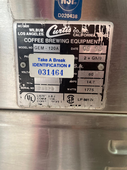 Immaculate Condition – Curtis GEM-120A Commercial Coffee Brewer – 115V / Single Phase – Fully Tested & Working!