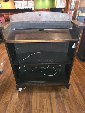 Elite Condition – Custom Decorative Host Stand – Wood & Metal Restaurant Reception Station – Mobile on Wheels – Ready for Commercial Use!