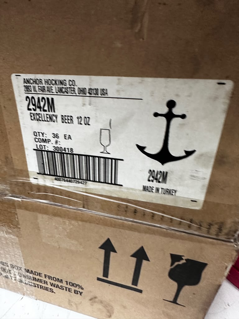 Pristine Condition – Anchor Hocking 2942M Excellency 12 oz Glass Pilsner / Beer Glasses – Quantity 2 Cases – 72 Total – Brand New!