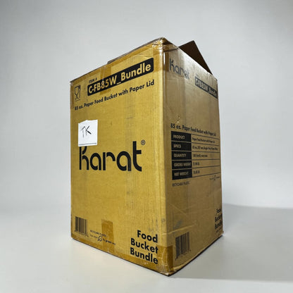 Elite Condition – Karat C-FB85W_Bundle – 85 oz. White Paper Food Buckets with Matching Paper Lids – 187 mm – 180 Sets per Case – New/Open Case!