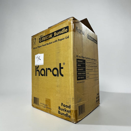 Elite Condition – Karat C-FB85W_Bundle – 85 oz. White Paper Food Buckets with Matching Paper Lids – 187 mm – 180 Sets per Case – New/Open Case!