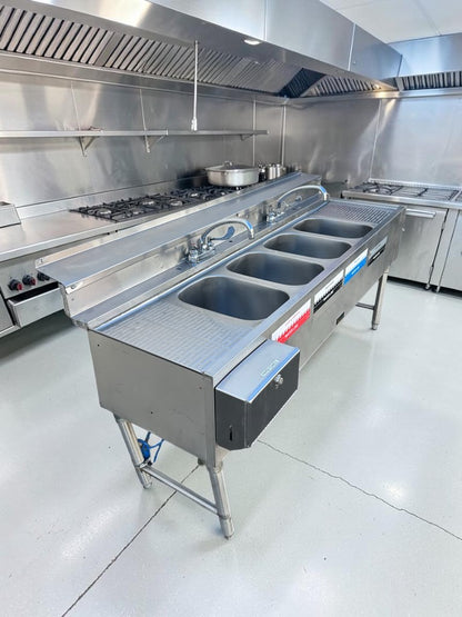 Outstanding Condition – Krowne KR24-64C – Royal Series 72" Four-Compartment Underbar Sink – Dual Drainboards – Stainless Steel – NSF Certified – Ready for Commercial Use!
