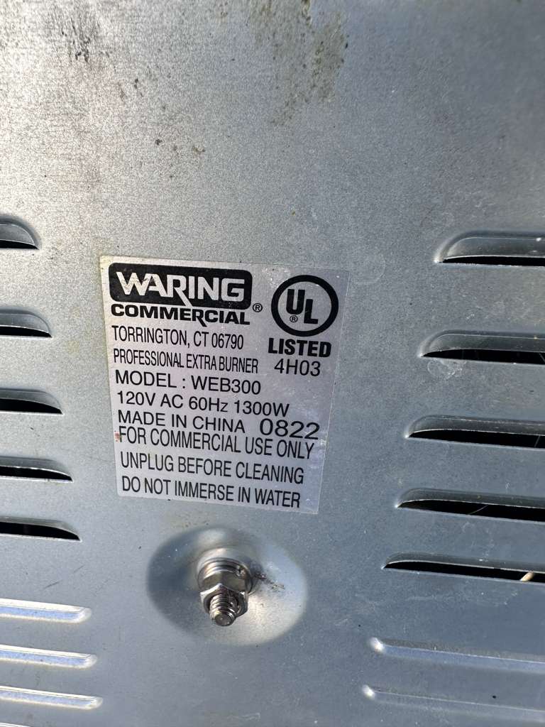 Excellent Condition – Waring WEB300 – Commercial Single Burner Hot Plate – 120V – UL Listed – Fully Tested & Operational!