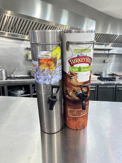 Remarkable Condition – Commercial Narrow Iced Tea Dispenser – 3.5 Gallon Capacity – Stainless Steel – Removable Faucet – Quantity 2!