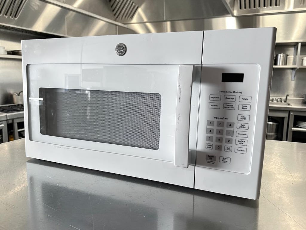 Brand-New Condition – GE JVM3160DF9WW – 1.6 Cu. Ft. Over-the-Range Microwave – 1,000W Cooking Power – 300 CFM Vent – White – 120V