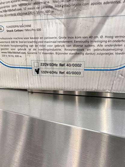 Excellent Condition – 100% Chef Snack Cotton Mini-Pro 600 – Professional Cotton Candy Machine – 115V – 600W – Fully Tested & Operational!