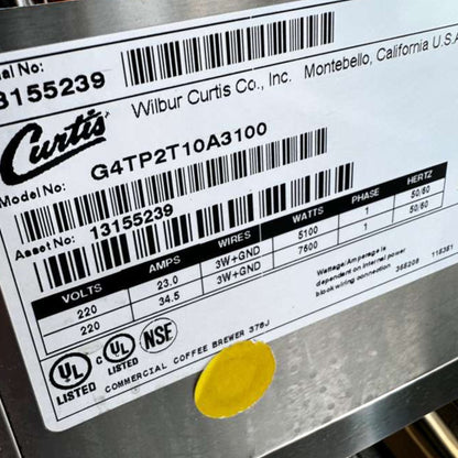Outstanding Condition – Curtis G4TP2T10A3100 G4 ThermoPro Twin Coffee Brewer – Stainless Steel – 220V – Fully Tested & Operational!