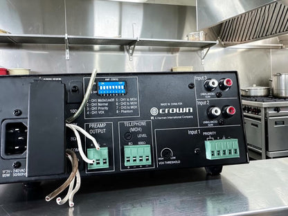 High-Grade Condition – Crown 135MA – 3-Input Commercial Mixer-Amplifier – 35W – 8Ω/70V/100V Outputs – Universal 100–240V