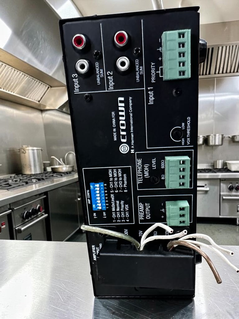 High-Grade Condition – Crown 135MA – 3-Input Commercial Mixer-Amplifier – 35W – 8Ω/70V/100V Outputs – Universal 100–240V
