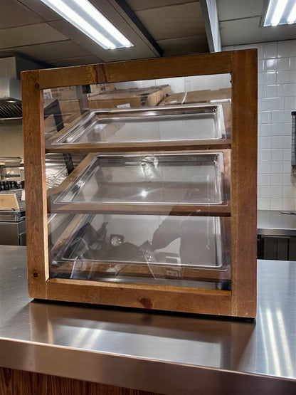 Remarkable Condition – Wooden Countertop Pastry Display Case – 2-Tier Bakery Merchandiser – Glass Display – Fully Tested & Operational!