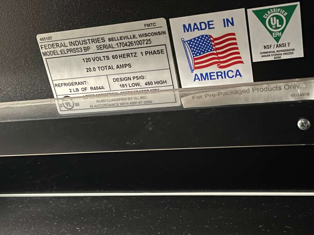 Premium Condition – Federal Industries Refrigerated Display Merchandiser – 120V / Single Phase – Fully Tested & Working!