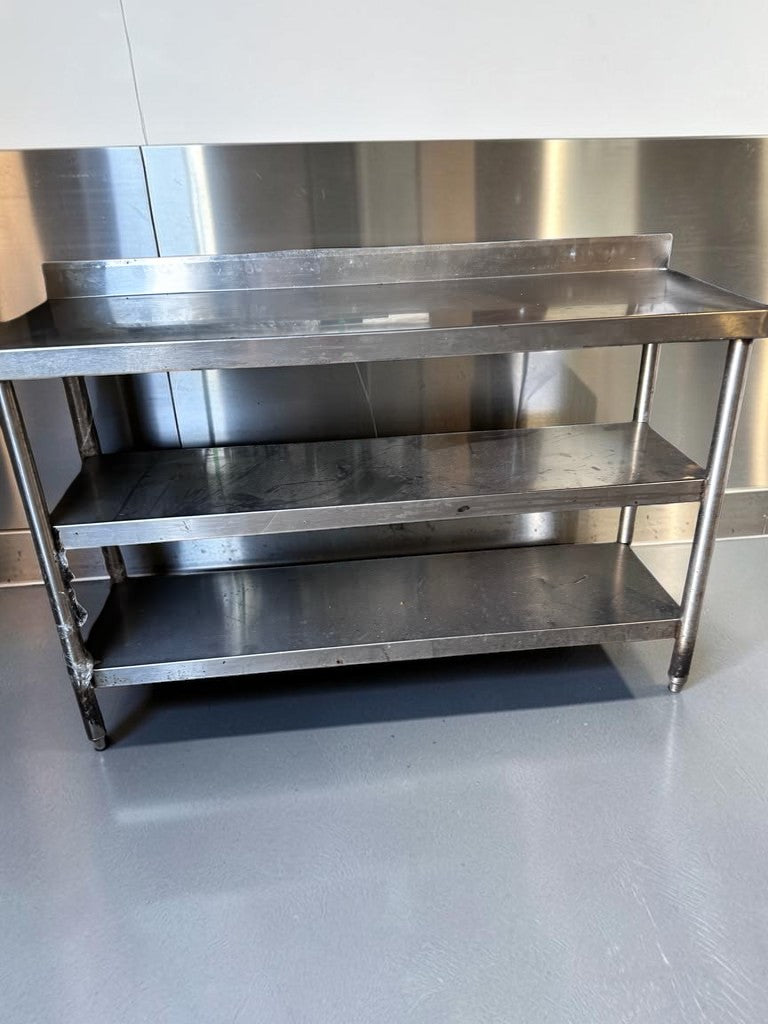 Superior Condition – Stainless Steel Commercial Work Table – 55″ × 17″ – Two Undershelves & Backsplash – Fully Inspected & Ready for Use!