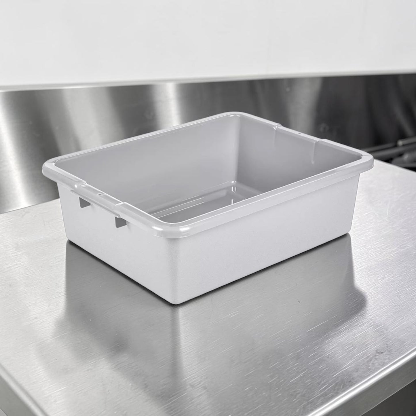 Dependable Condition – Uline Utility Tote Lot – Qty 4 – 22" x 17" x 7" Gray Commercial Plastic Storage Tubs – NSF Certified – Ready for Restaurant Use!
