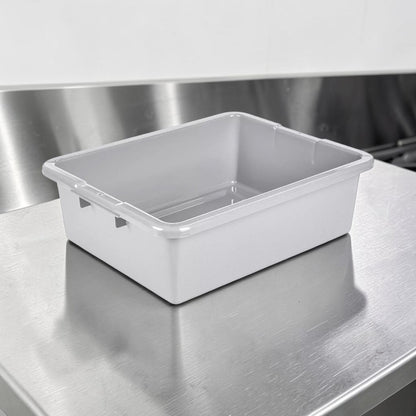 Dependable Condition – Uline Utility Tote Lot – Qty 4 – 22" x 17" x 7" Gray Commercial Plastic Storage Tubs – NSF Certified – Ready for Restaurant Use!