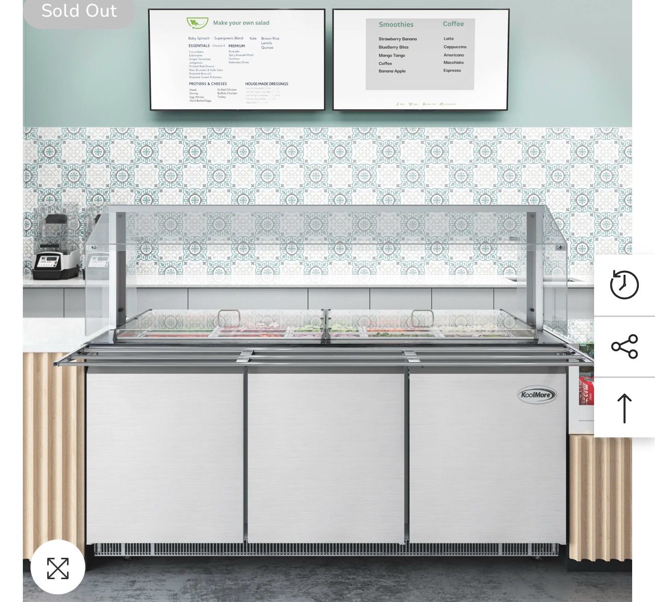 Premium Condition – KoolMore KM-RBT-72CSFG – 70.6" Stainless Steel Commercial Refrigerated Prep Station – 15 Pans w/ Covers – 115V – Fully Tested & Operational!