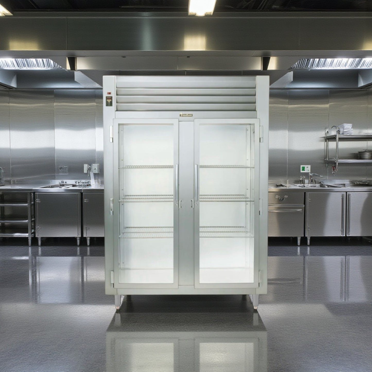 Outstanding Condition – Traulsen RHT232WUT-FHG – Spec-Line Two Section Glass Door Reach-In Refrigerator – Stainless Steel – 51.6 Cu. Ft. – 113V / Single Phase – ETL / NSF Listed – Fully Tested & Operational!