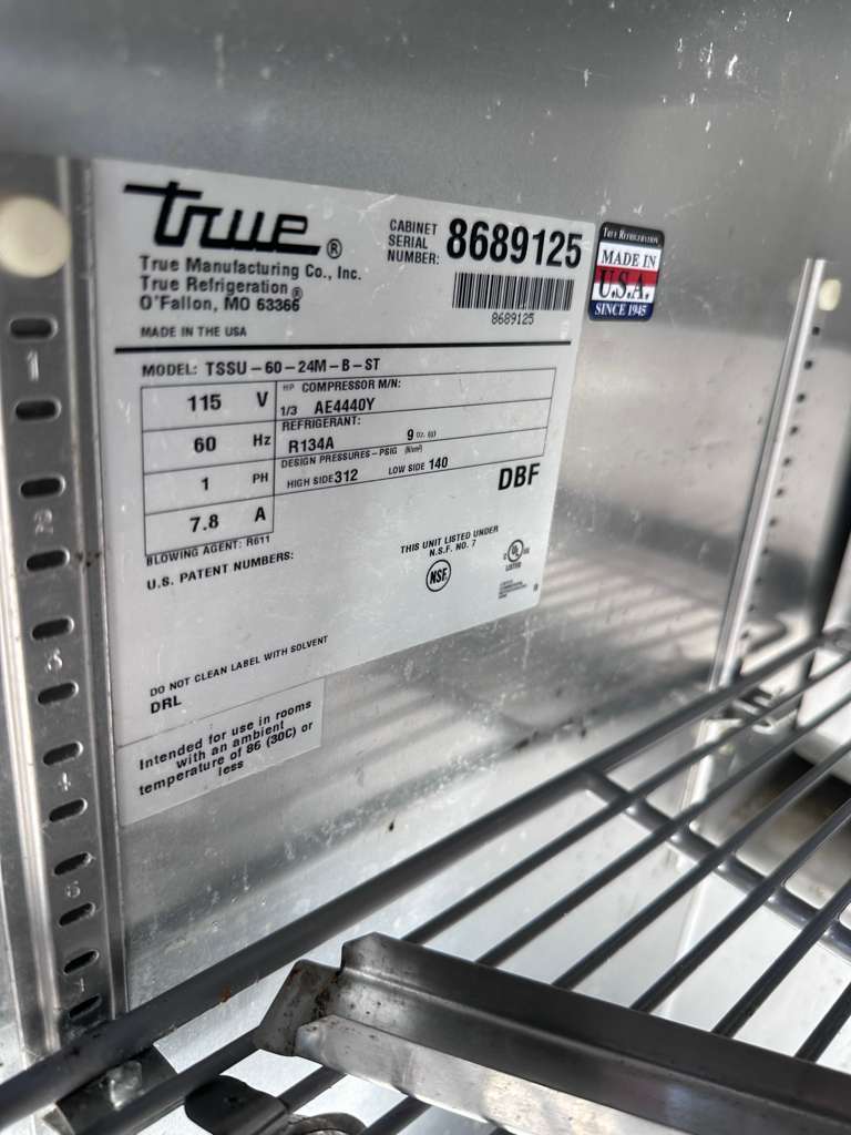 Elite Condition – True TSSU-60-24M-B-ST-HC Mega Top Refrigerated Sandwich Prep Table – 60” – 2 Door – Stainless Steel – Fully Tested & Operational!