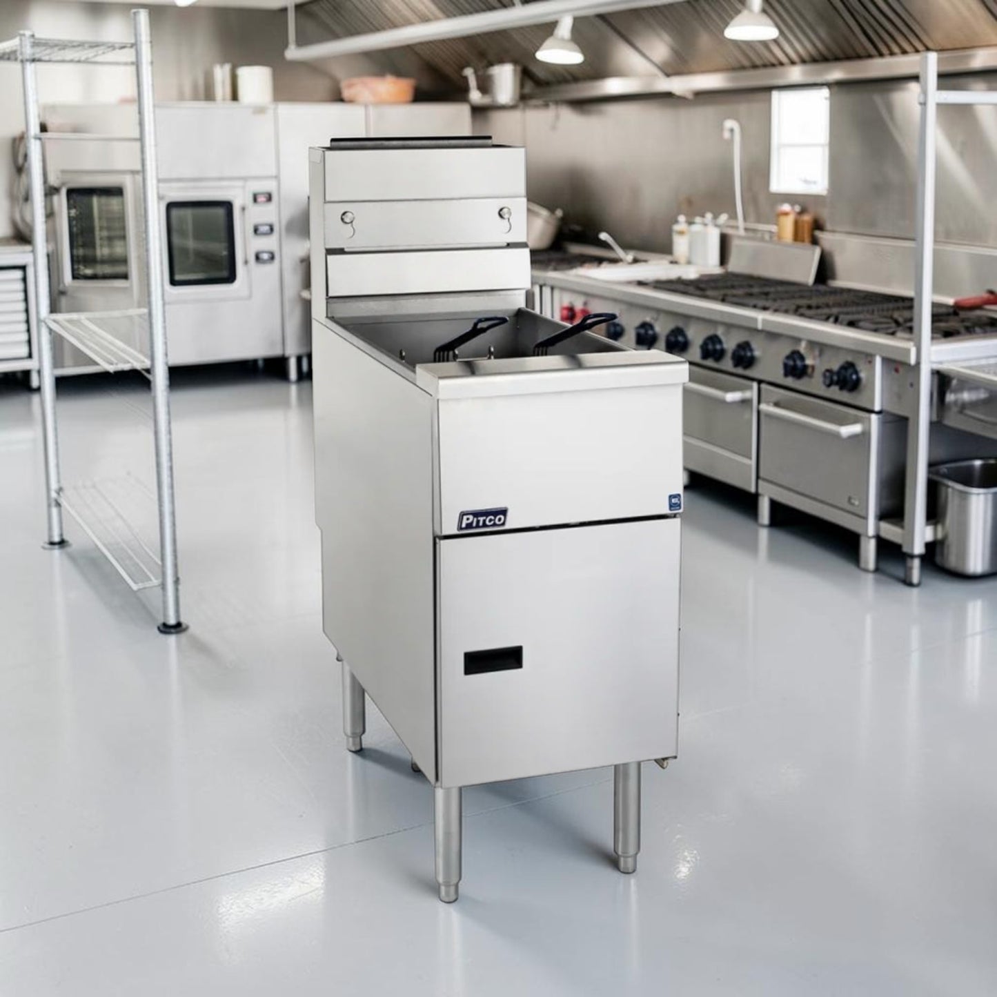 First-Class Condition – Pitco VF-35S – 15.63" Commercial Natural Gas Floor Fryer – 35-Lb. Oil Capacity – 70,000 BTU – Quantity 2 Available – Fully Tested & Operational!