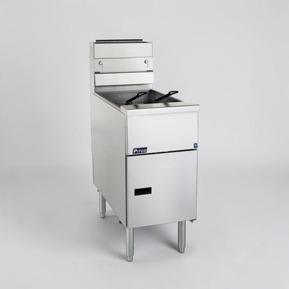 First-Class Condition – Pitco VF-35S – 15.63" Commercial Natural Gas Floor Fryer – 35-Lb. Oil Capacity – 70,000 BTU – Quantity 2 Available – Fully Tested & Operational!