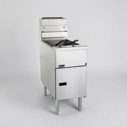 First-Class Condition – Pitco VF-35S – 15.63" Commercial Natural Gas Floor Fryer – 35-Lb. Oil Capacity – 70,000 BTU – Quantity 2 Available – Fully Tested & Operational!