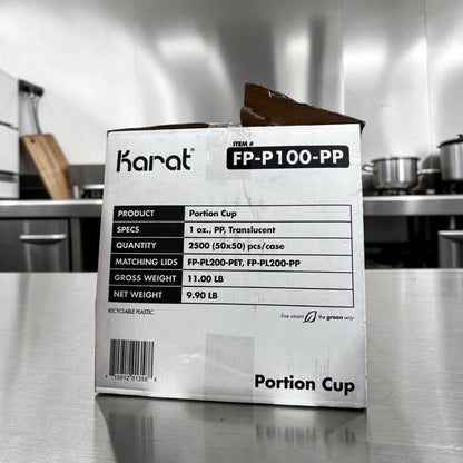 Pristine Condition – Karat FP-P100-PP – 1 oz. Clear Squat Polypropylene Portion Cups – 2,500 Cups per Case – Recyclable Disposable Foodservice Cups – New/Open Case!