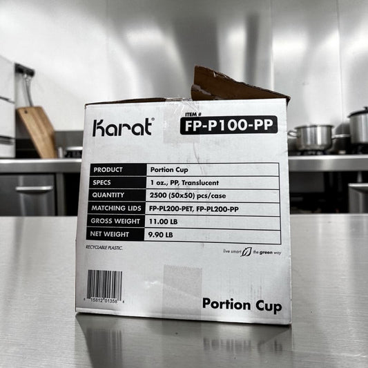 Pristine Condition – Karat FP-P100-PP – 1 oz. Clear Squat Polypropylene Portion Cups – 2,500 Cups per Case – Recyclable Disposable Foodservice Cups – New/Open Case!