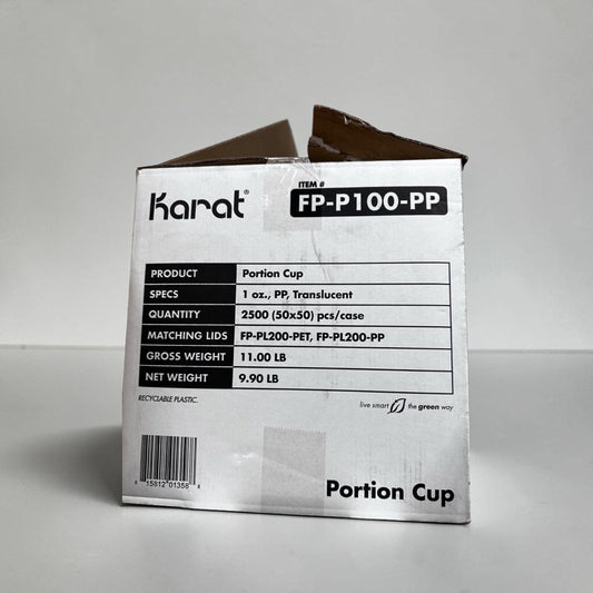 Pristine Condition – Karat FP-P100-PP – 1 oz. Clear Squat Polypropylene Portion Cups – 2,500 Cups per Case – Recyclable Disposable Foodservice Cups – New/Open Case!
