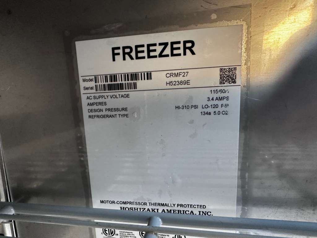 Immaculate Condition – Hoshizaki CRMF27 – 27" Commercial Undercounter Freezer – 7.2 Cu. Ft. – Stainless Steel – NSF / ETL Listed – Fully Tested & Operational!