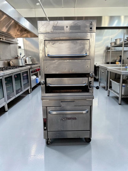 Dependable Condition – Southbend P32A-171 Platinum Series – 32" Gas Infrared Upright Broiler with Warming Oven & Convection Oven Base – Natural Gas – Fully Tested & Operational!